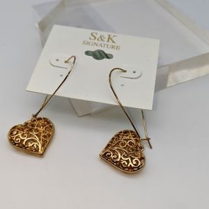 Sophia and Kate Heart-shaped Filigree Gold-tone Earrings